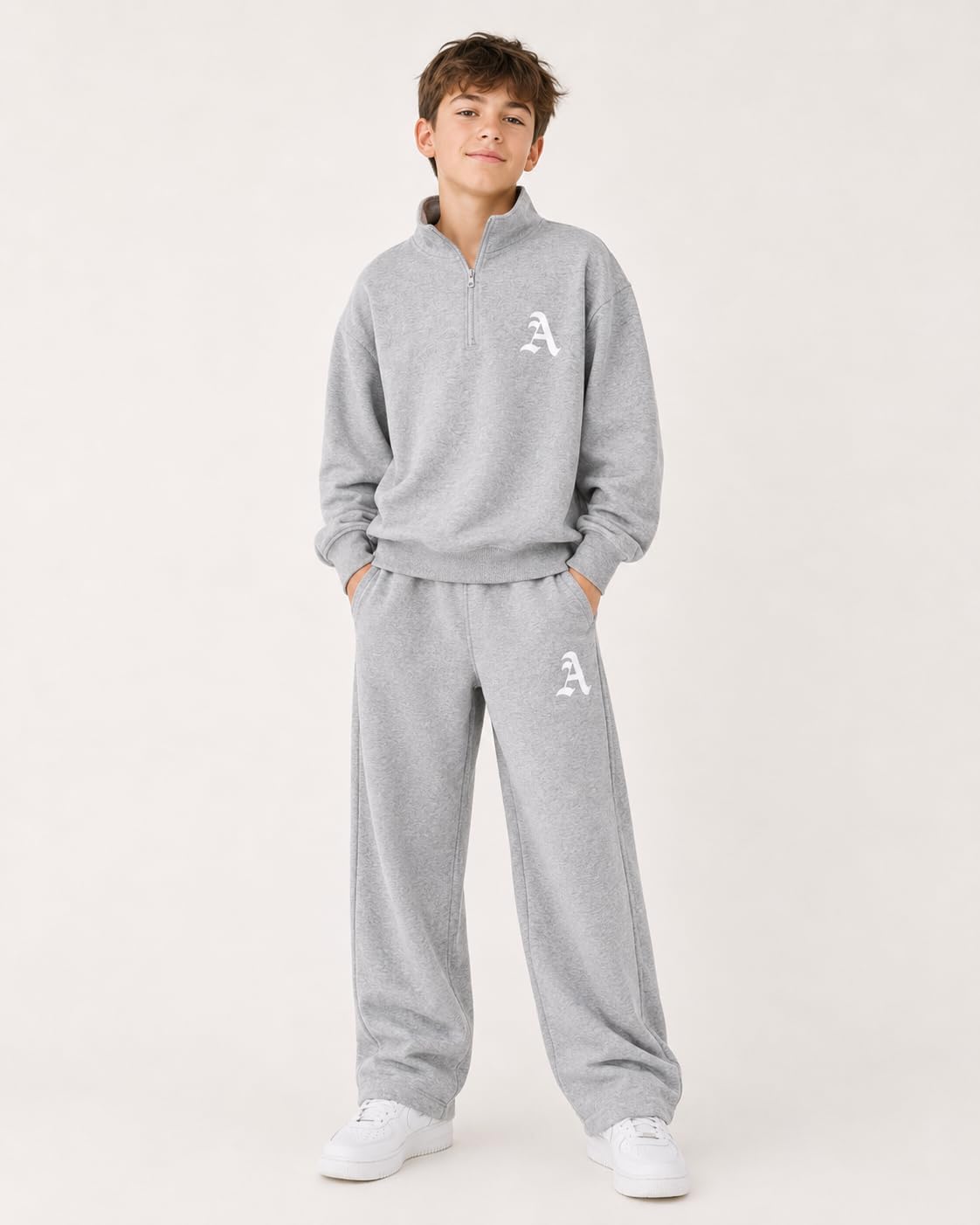 Cakaner Boys 2 Piece Fall Outfit Set Half Zip Sweatshirt & Sweatpants Kids Matching Clothing Set Size 7-12