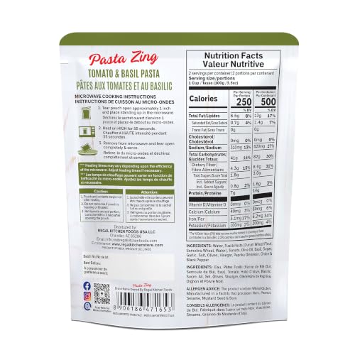 Pasta Zing Tomato & Basil Pasta, Pack of 7, 7.05 Ounce | Ready To Eat in 1 Minute | Made with 100% Italian Durum Wheat | Natural Ingredients | Classic & Flavorful | Easy Meal & Side Dish