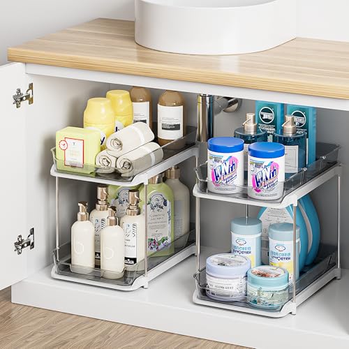 Delamu 2-Tier Multi-Purpose Bathroom Under Sink Organizers and Storage, Stackable