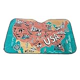 DPIST United States America Map Car Windshield Sun Shade Universal Fit Car Sunshade-Keep Your Vehicle Cool. UV Sun and Heat Reflector