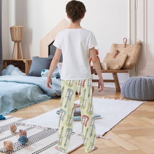 Boy's Pants Guitar Green Jogger Pants Elastic Waist Long Bottoms Trousers with Pockets 6-14 Years3