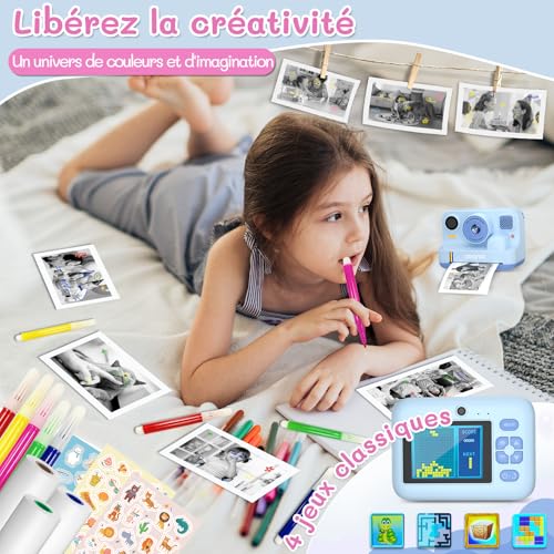 AWANFI Appareil Photo Instantané Enfant Cadeau Jouet Fille Garçon 3-12 Ans – vue 6