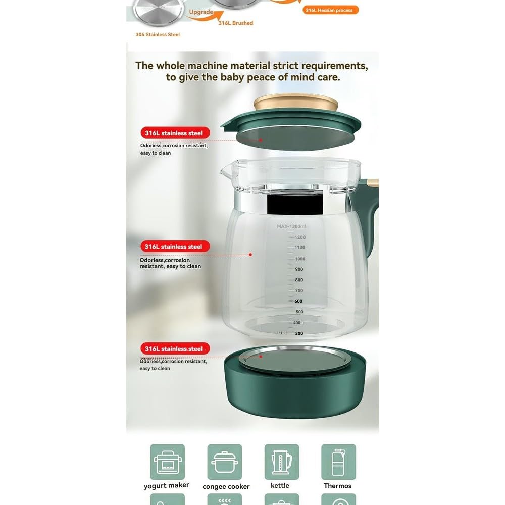 ZBDZSW Bollitore Elettrico Versatile da 50,72 Once con Controllo della Temperatura e spegnimento Automatico - Multiuso per Latte, tè, caffè e Altro