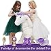 PonyCycle Official Riding Horse White and Purple Unicorn No Battery No Electricity Mechanical Giddy up Pony Plush Toy Walking Animal for Age 3-5 Years Size 3 - K31