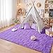 junovo Rectangle Ultra Soft Area Rugs Fluffy Carpets for Bedroom Living Room Shaggy Floor Rug Home Decor Mats, 4 x 5.3ft, Purple