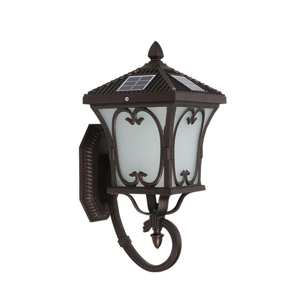 OZBMA Brown Solar Wall Light Villa Garden Courtyard Outdoor Sconce Ip55 Waterproof Lamp Household Lighting FixturesWarm