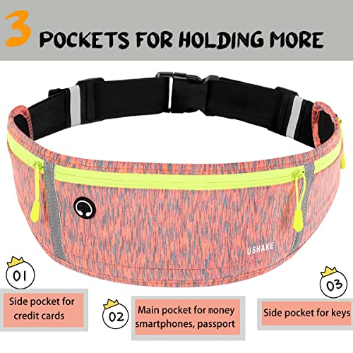 Image of USHAKE Slim Running Belt, Workout Fanny Pack for Men Women,Exercise Waist Pack for Apple iPhone Holder, Runner Belt for Running Walking Cycling Camping Gym
