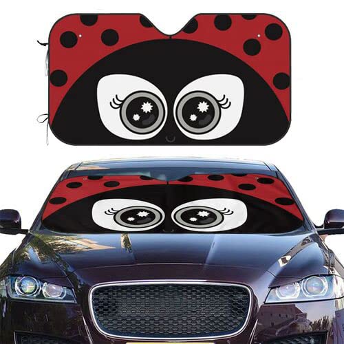 Cute Ladybug Windshield Sun Shade Front Protector Folding Car Sun Visor Blocks Uv Rays Keeps Your Vehicle Cool