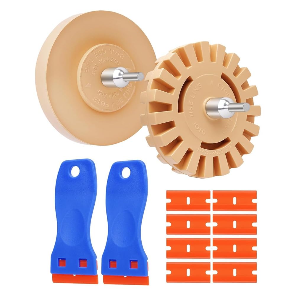 Jnchdghwa As Shown Eraser Wheel For Drill Sticker Remover Tool Vinyl, Rv Serrated&Solid Eraser Wheel