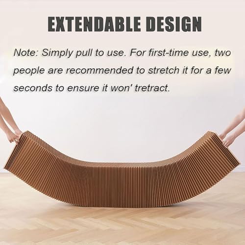 Image of Kraft Paper Rectangle Ottoman - Collapsible Stool with 3 Cushions, 330 lbs Honeycomb Folding Bench, Aesthetic Portable Stool, Entryway Bench & Space-Saving Vanity Seat (Brown, 4 Seats)