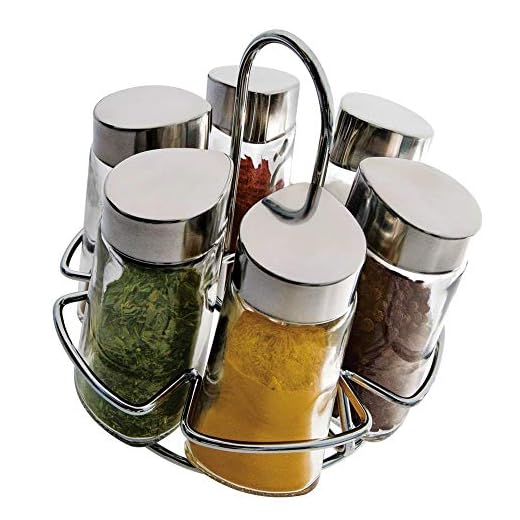 Porta Condimentos 6 Peças com tampa dosadora e Suporte, VDR1792, Euro Home