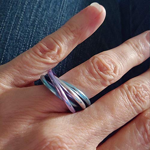 Fidget Mobii Spin Ring: BRIGHT COLORS, Loose Rings Möbius Moving Rolling Fidget Design for Restless Hands