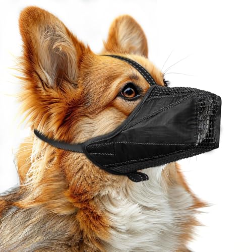 Image of Dog Muzzle, Adjustable Soft Mesh Muzzle Anti-Biting, Chewing, Scavenging