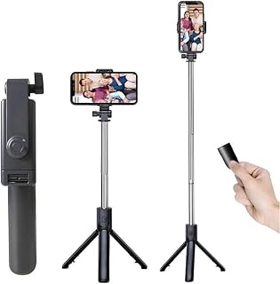Bluetooth Selfie Stick with Wireless Remote & Tripod Stand | 3-in-1 Extendable Selfie Stick Tripod for iPhone, Samsung, On Price In India