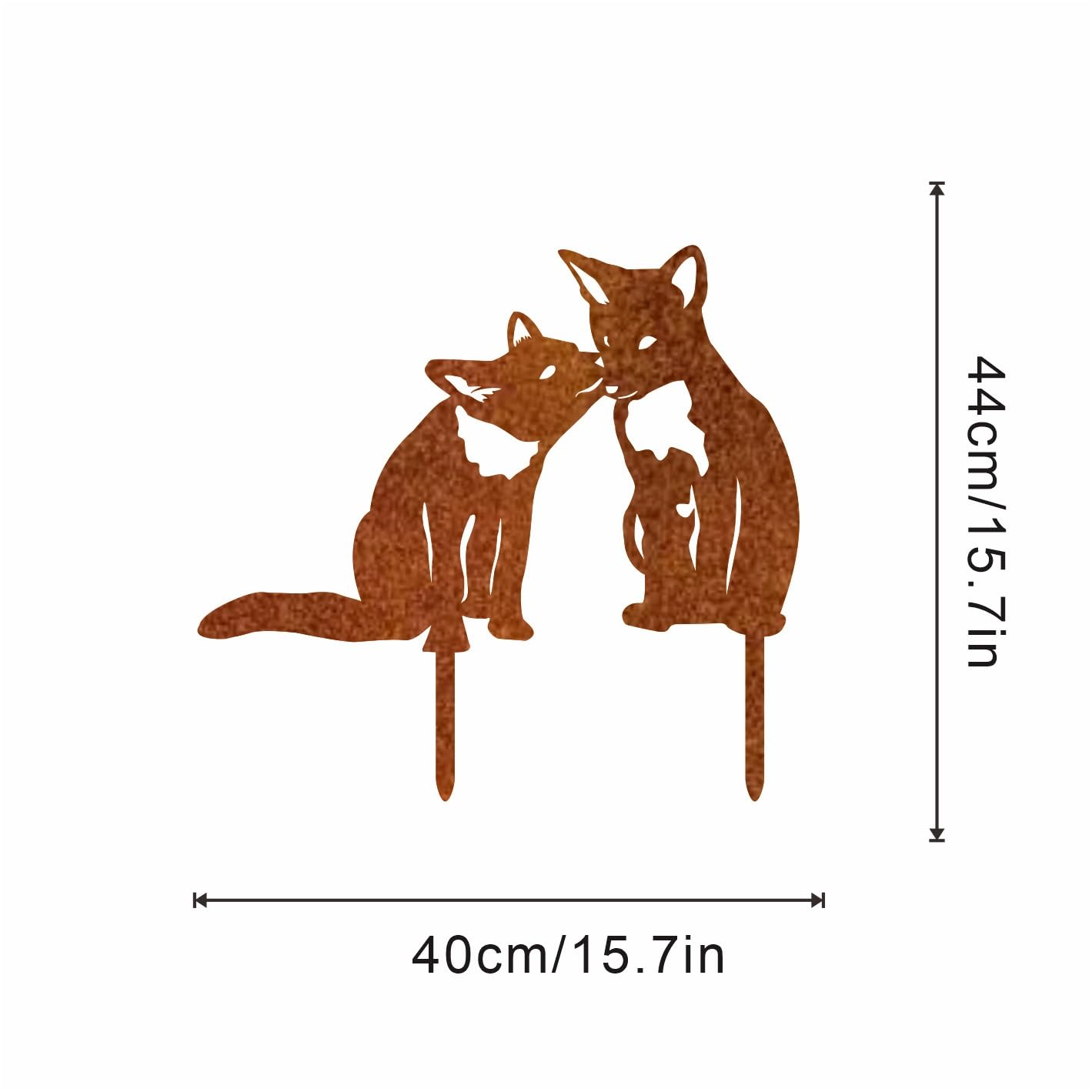 Decoración de pared abstracta contemporánea de metal para jardín, exterior, zorro, arte de patio, animal, estaca de acero Corten, regalo hecho a mano para césped, árboles, cercas, puertas, ventan