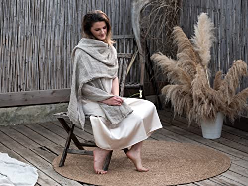 100% Linen Scarf Wrap - Unisex - Natural Flax or Ivory Color2