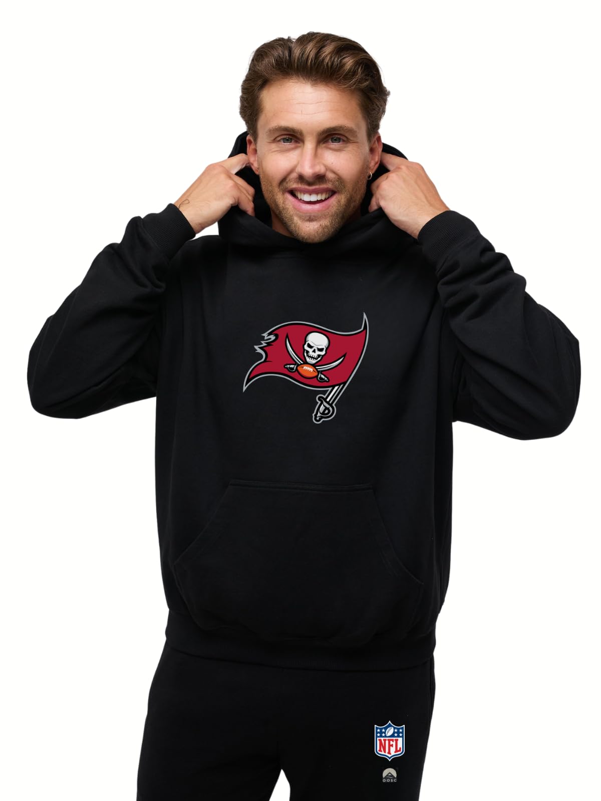 OOSC Mens Tampa Bay Buccaneers Hoodie Sweatshirt, Black, M EU