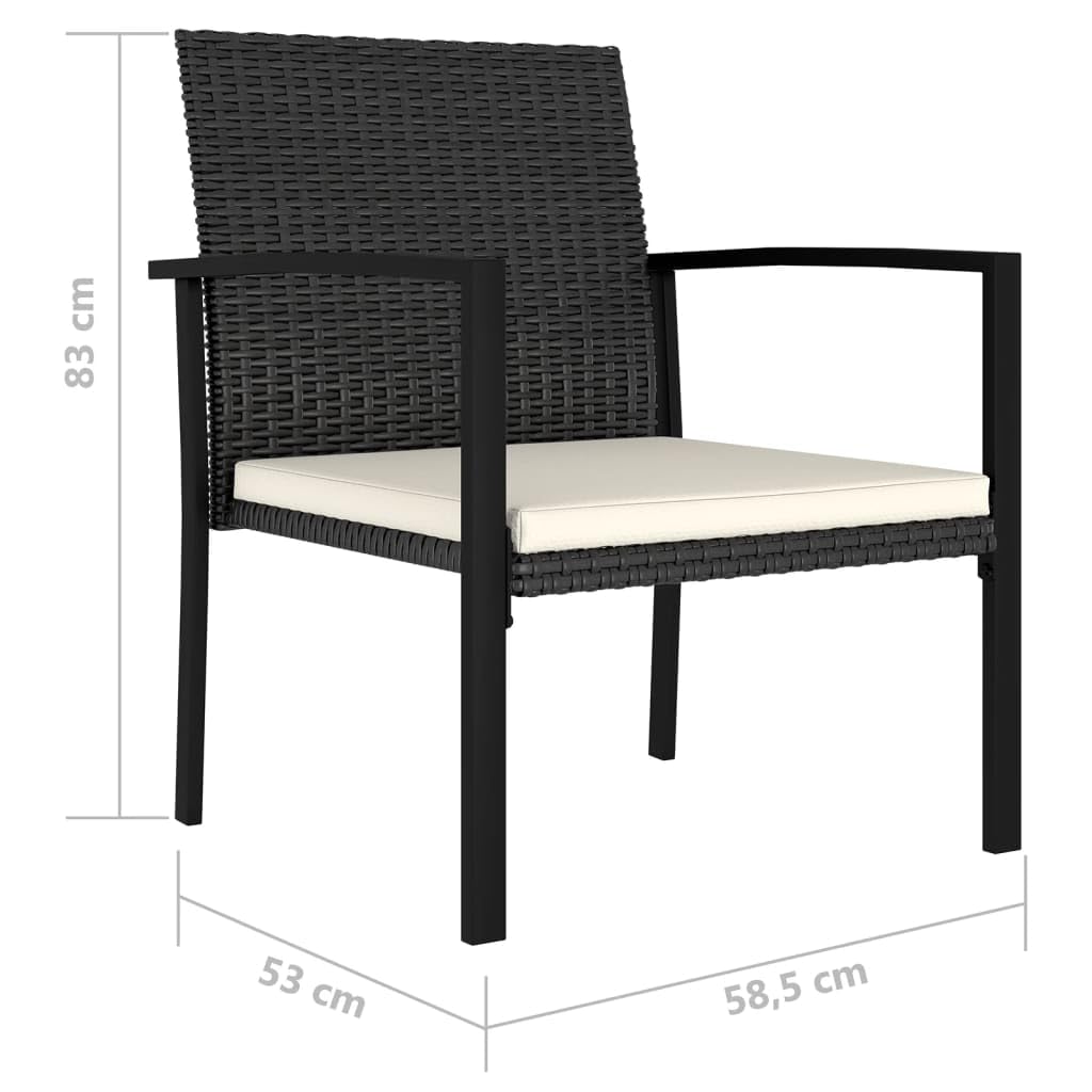vidaXL Tuinstoelen stapelbaar 2x Poly Rattan Zwart | 70% Korting