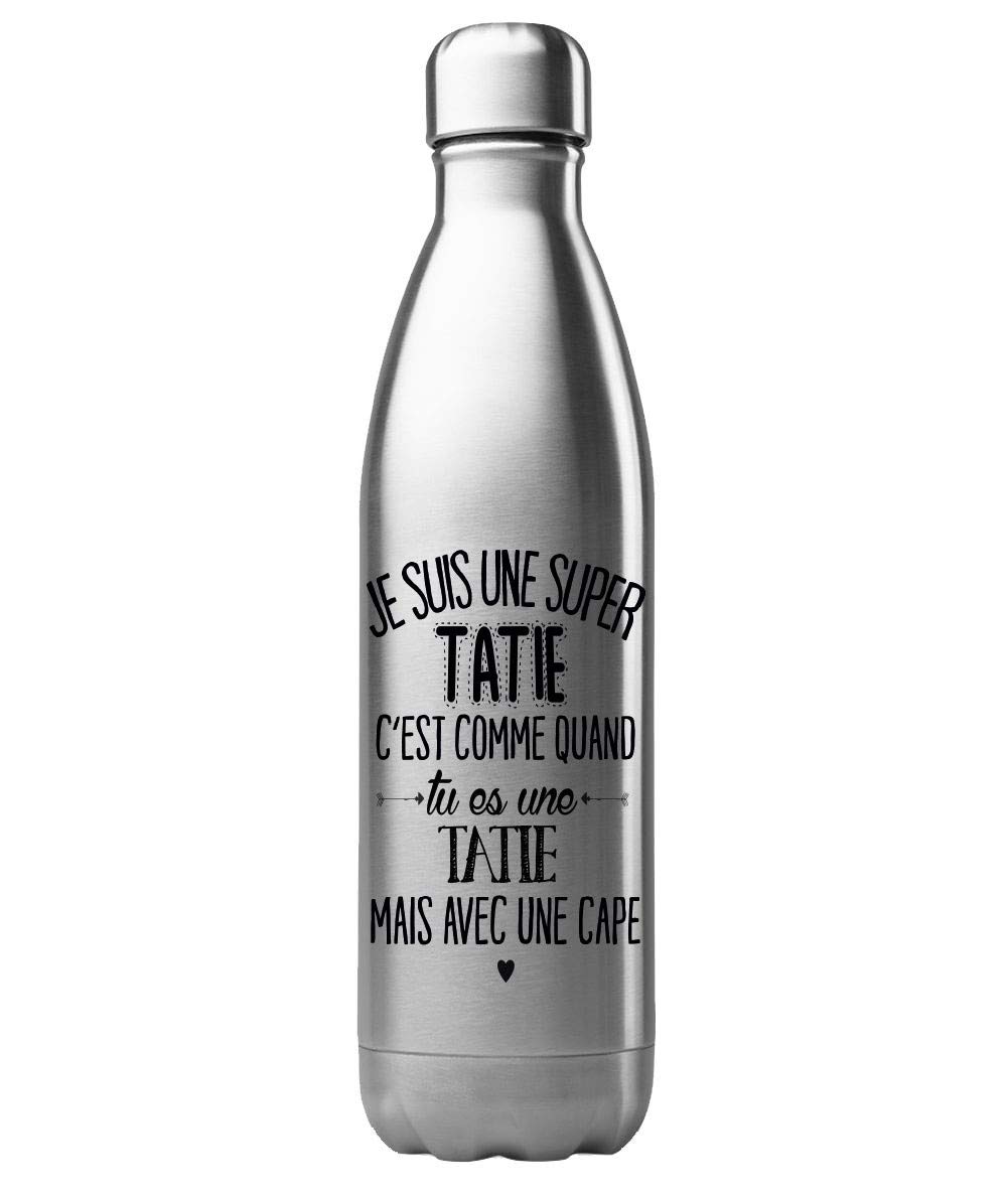 G2049 Isothermal Flask Stainless Steel 500 ml with "Je suis une super tatine" Quote and Cape