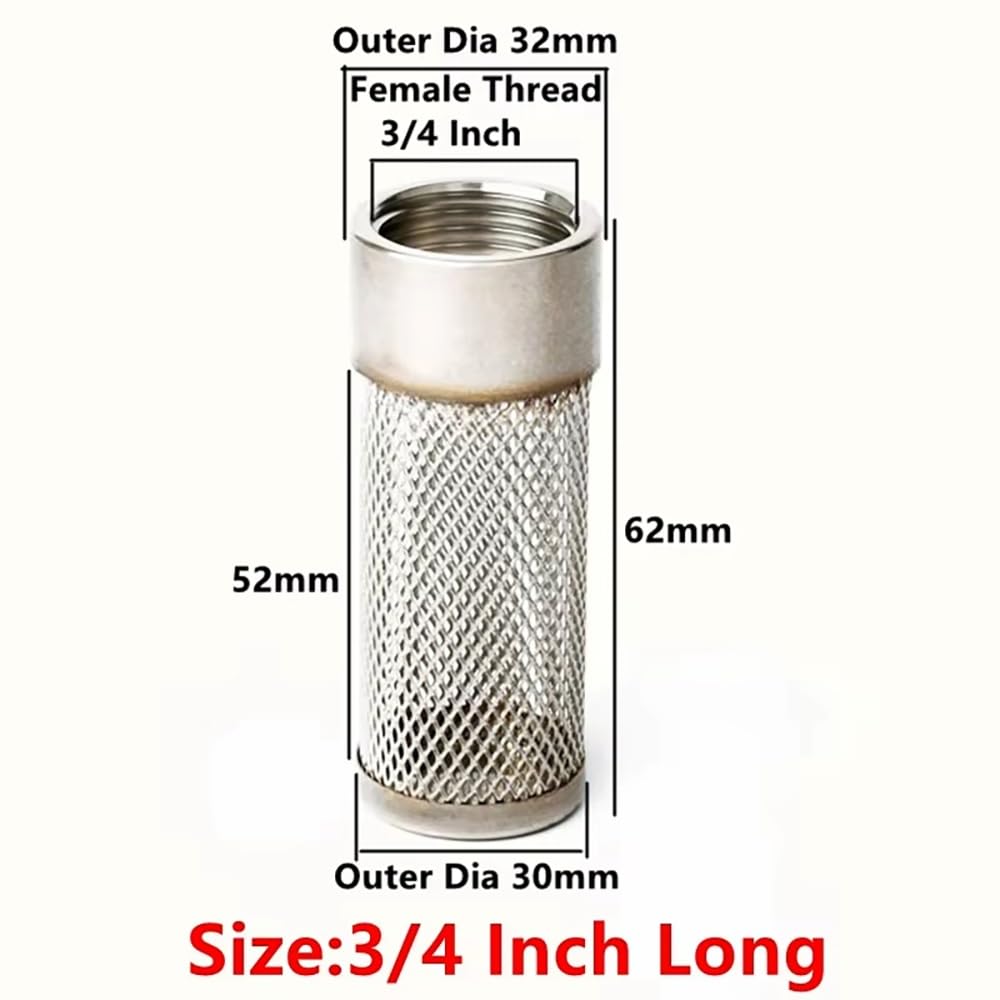 Filtro for l'acqua - Rete in acciaio inox SS304 da 1/2" a 4" for irrigazione, acquari e tubi flessibili for pompe - 1 pezzo, riutilizzabile e facile da pulire(3/4 Inch Long)