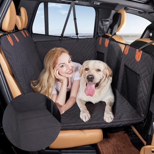 [GIIPET]ペット用 ドライブシート【2025汎用版 全車種】犬ドライブ マット 折り畳み 犬 車 シート 後部座席 防水 耐摩 滑り止め 可視メッシュ窓 安全ベルト付き 水洗い可能 取り付け簡単 カー用品 車ペットシート 犬猫用 アウトドア、旅行、お出かけ