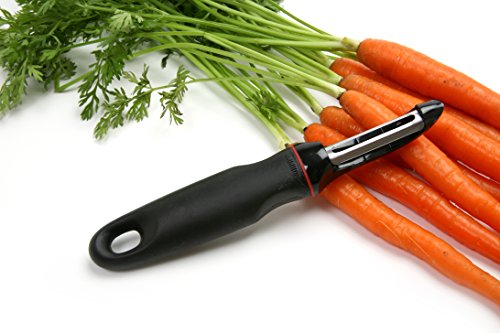 Norpro Bow Shape Peeler, Stainless Steel, Grip-EZ, Soft, Santoprene, One Size, Black