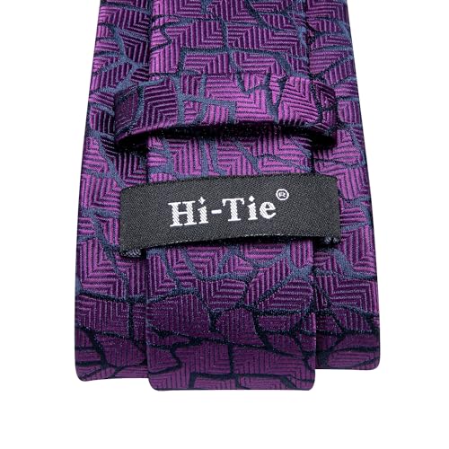 Image of Hi-Tie Men 63inches Tie Set Extra Long Necktie Paisley Tie Pocket Suqare Cufflinks Big and Tall Men Tie