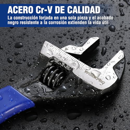Miniatura 3 de Workpro Llave Inglesa De 150 Mm, Llave Ajustable De Cr-V, Llave Métrica De Boca Ancha De 24 Mm, Con Mango Ergonómico Suave