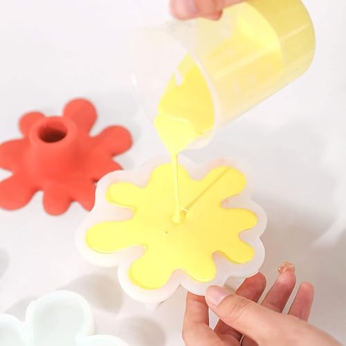 Miniatura 4 de BOOWAN NICOLE Soporte de vela de cemento irregular molde de silicona, molde de posavasos de hormigón Bandeja de vela de yeso Decoraciones para el