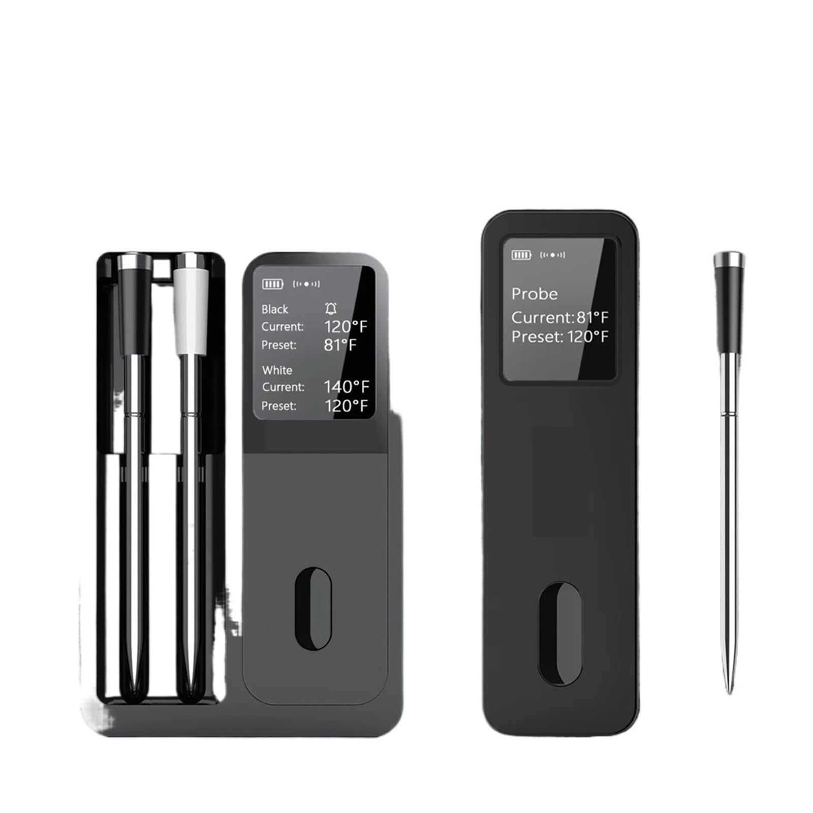 Termómetro Inalámbrico For Carne Con Bluetooth, Sondas Impermeables Con Pantalla | Sondas dobles de acero inoxidable, configuraciones de temperatura preestablecidas, pantalla legible,(2 BF-40)