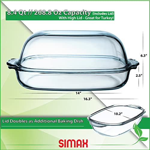 Simax Casserole Dish For Oven: Glass Baking Dish With High Lid Set – Microwave, Oven, And Dishwasher Safe Cookware – Borosilicate Glassware – 8 Qt. Large Baking Dish #TOP1