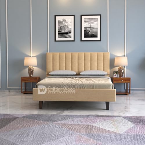 Image of DRIFTINGWOOD Florina Engineered Wood Low Height King Size Bed Without Storage | Wooden Double Bed | Low Floor /Level /Profile Cot Bedroom Furniture | Beige, Self Assembly (DIY)