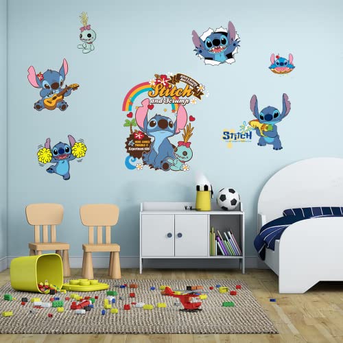 Stitch Wall Sticker Children's Cartoon Bedroom Background Wall Decoration Self-Adhesive Wall Sticker Pvc #TOP2