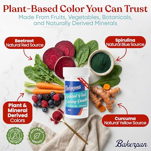 Image of Bakerpan Blue Food Coloring Powder for Baking - 30g Oil Based, Artificial Dye-Free, Plant-Based, Kosher, Gluten-Free - For Buttercream, Chocolate, Candy & Cakes