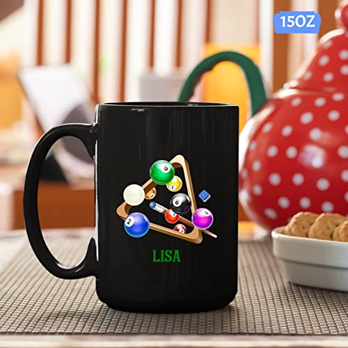 Billiards Mug, Personalized Billiards Mug, Custom Sport Mug, Billiards Coffee Mug, Gift For Billiards Lover, Billiards Player Mug, Sport Gift, Billiards Gift, Pool Mug, Black Mug 11Oz, 15Oz #TOP4