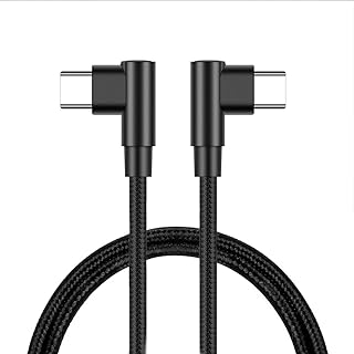 90 Degree USB C to USB C Cable 3.3ft,60W PD Type C Fast Charging Data Cable,Dual Right Angle Nylon Braided Cable,for USB C Devices Android Charging and Data Transmission