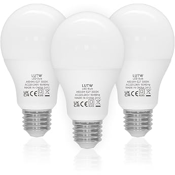 LUTW 9 W E27 LED Warm White 3000 K 900 Lumen Light Bulb E27 A60 Pack of 3 | Bulb E27 warm white, replaces 60 W incandescent b