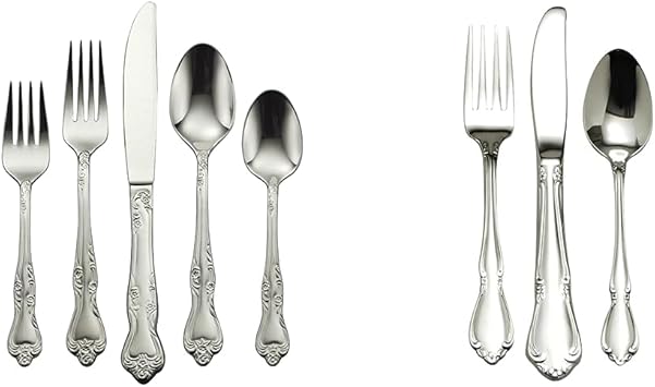 Oneida Azalea 45-Piece Flatware Set, Service for 8 & Chateau 3 Piece Child Flatware Set 18/8 Stainless Steel, Silver