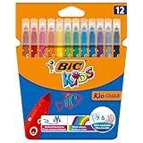 BIC Kids Kid Couleur Felt Tip Colouring Pens - Assorted Colours, Cardboard Wallet of 12