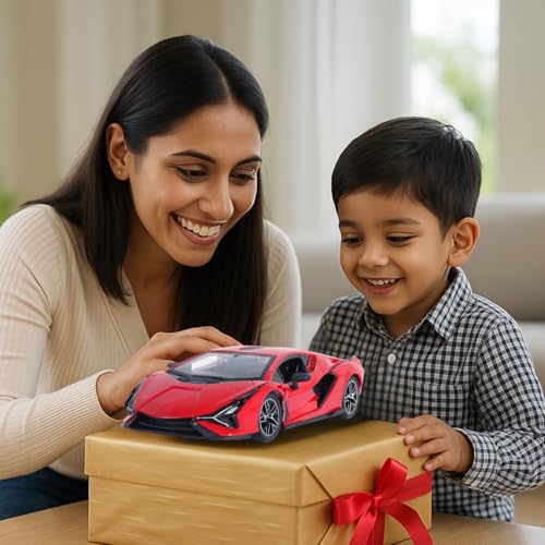 Image of Popsugar Door Opening Remote Control Car|Rechargeable 1200mAh Lithium Battery|C-Type Charging|75-Min Runtime|2.4G Long Range Remote (100+ ft)|HighSpeed RC Car|Gift for Kids|Made in India (Red)