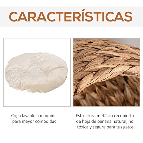 Pawhut-Cama-para-Gatos-Desmontable-Casa-para-Mascotas-Menos-de-5kg-Diseno-Moderno-Cojin-Extraible-Suave-y-Calido-42x33x52cm-Marron-y-Beige