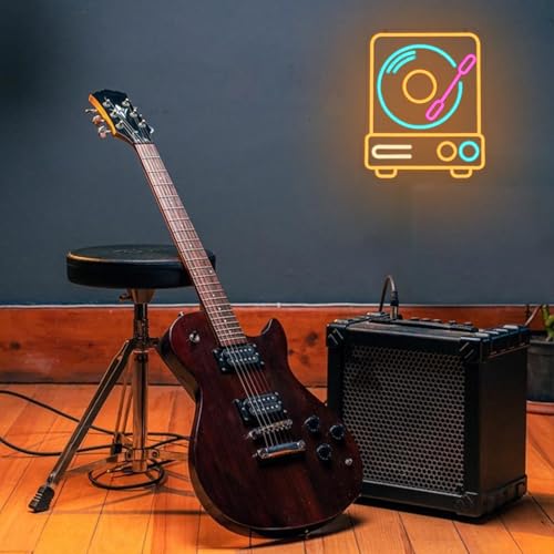 Image of Record Player Neon Sign for Wall Decor Music Neon Light Retro Music Player Led Neon Signs Colorful Led Neon Lights For Recording Studio Musical Instrument Store Decoration
