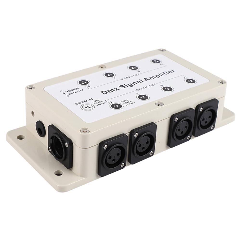 1 Pezzo Dc 12-24V 8 Canali Uscita Dmx512 LED Controller Amplificatore di Segnale Distributore Splitter Plastica Crema per Apparecchiature Domestiche