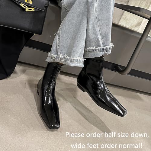 Beauty Cry Women's Booties Low Heel Square Toe Ankle Boots4