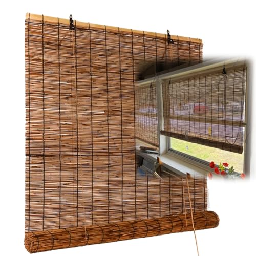 Cortinas de caña, Persiana Enrollable Opacas, Estor Bambú Roman, Adecuado para Uso En Interiores Y Exteriores 150x250 120x200 70x130 50x220 100x260 140x180 160x300cm