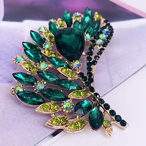 Image of SELOVO Rhinestone Crystal Big Large Brooch Pin Jewerly Accessory Gold Tone