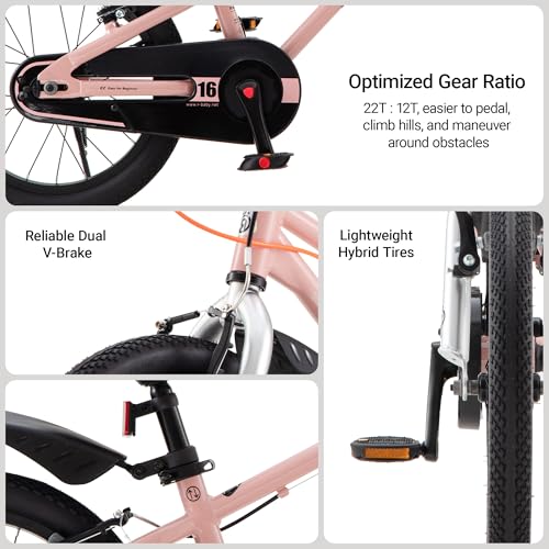 Image of RoyalBaby EZ-Pro Kids Bike, Lightweight Aluminum 2-in-1 Balance to Pedal Bike with One-Key Switch, 14 16 18 20 Inch for Age 3-10 Years