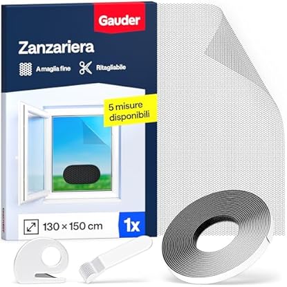 Foto di GAUDER Zanzariera per Finestra - Rete Anti-Insetti con Chiusura a Strappo - Protezione Adesiva contro le Zanzare - Schermo Autoadesivo Senza Fori (130 x 150 cm - Nero)