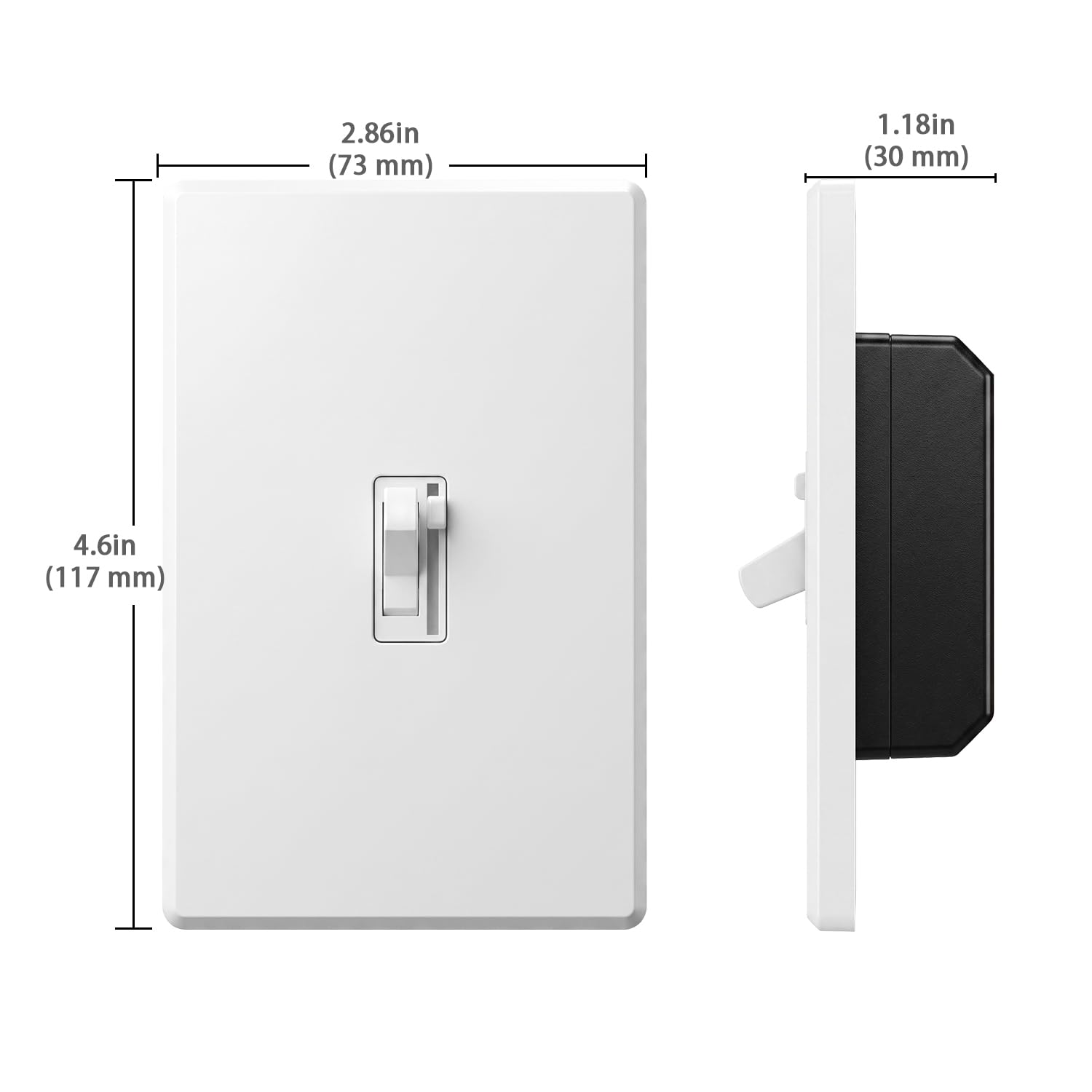 Updated Dimmer Light Switch for 300W Dimmable LED/CFL Lights and 600W INC/HAL Bulbs, Single Pole/3-Way, Neutral Wire Not Required, Wall Plate Included, ETL Listed, 1 Pack, Creamy White