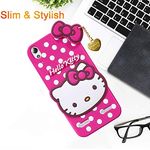 Image of Unirock Hello Kitty Back Case Cover for Lenovo A6000| 3D Cute Hello Kitty Case |Soft Silicone Rubber Back Cover with Pendant Kitty Cover for Lenovo A6000 (Pink)
